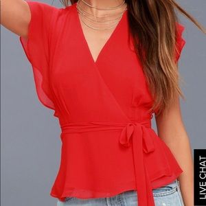Lulus Red wrap top size M